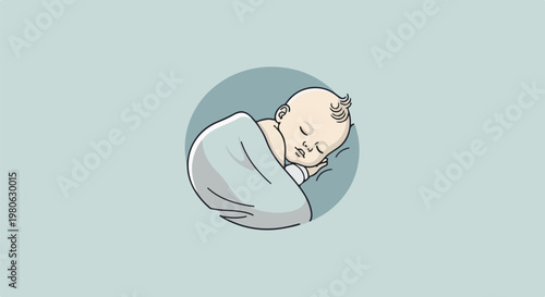 A peaceful infant sleeps soundly, swaddled in a blanket