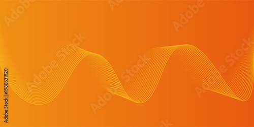 Abstract glowing wave lines on orange background. Dynamic wave pattern. Modern flowing wavy lines. Futuristic technology concept. Suit for banner, poster, cover, brochure, flyer, website