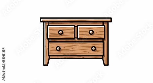 Rustic wooden dresser with four drawers and round knobs