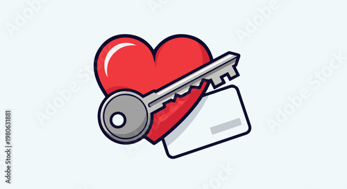 Heart with key and card