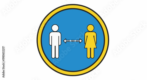 Icon depicting social distancing between a man and a woman