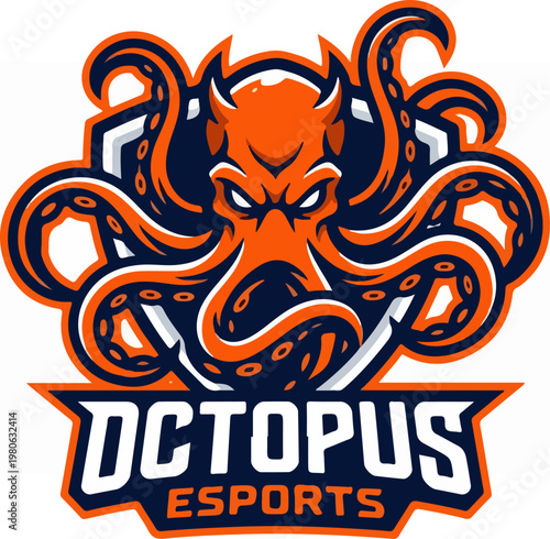 Octopus Esports Logo - A Bold and Dynamic Gaming Emblem.