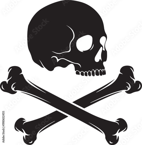 Black skull and crossbones symbol white background