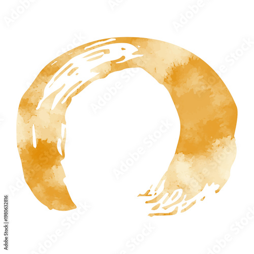 金色の筆で描かれた円相の和風イラスト