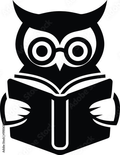 Reading owl silhouette icon education wisdom knowledge vector illustration