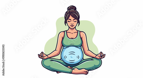 Pregnant woman meditating in a relaxed pose, symbolizing peace