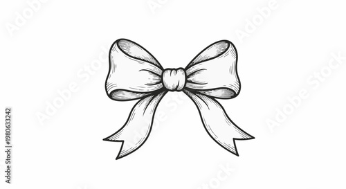 A hand-drawn graphic illustration of a white bow tie