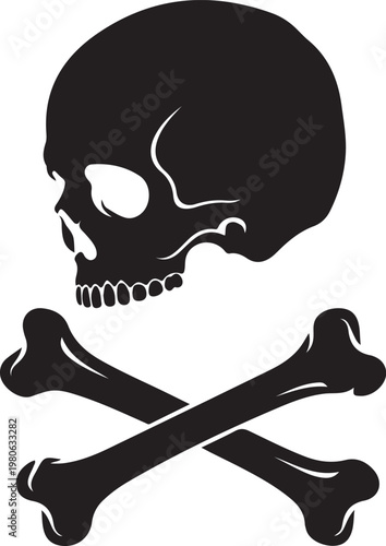 Black skull and crossbones white background symbol