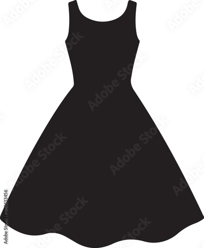 Black sleeveless dress silhouette black dress women's dress