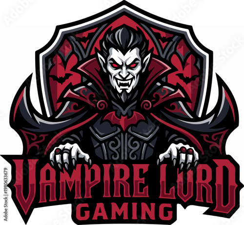 Vampire Lord Gaming Logo - A Dark and Fiery Design.