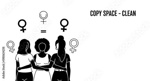 Diverse Group of Women Standing Together Representing Feminism and Unity.