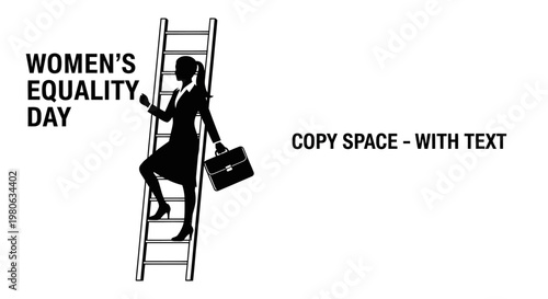 Business woman silhouette climbing a ladder for Womens Equality Day.