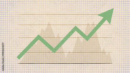  upward trending green arrow chart on paper