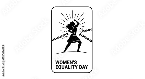 Silhouette illustration of a woman breaking chains for Womens Equality Day.