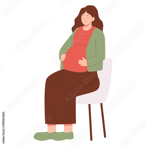 Flat illustration of pregnant women doing yoga, stretching, and relaxation poses. Ideal for prenatal fitness, maternity care, healthcare content, and social media design.