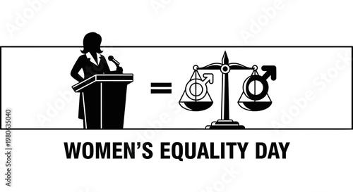 Women Equality Day conceptual illustration featuring gender balance.