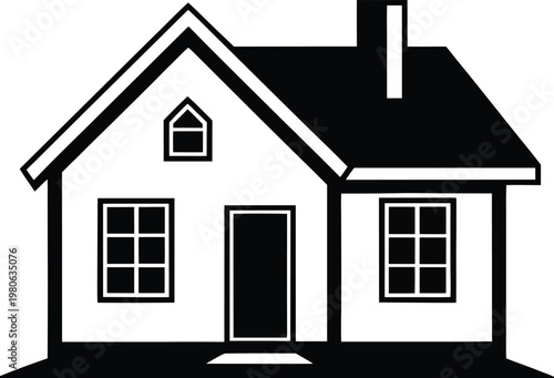 single home silhouette vector white background