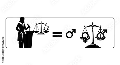 Conceptual illustration of gender equality and legal balance.