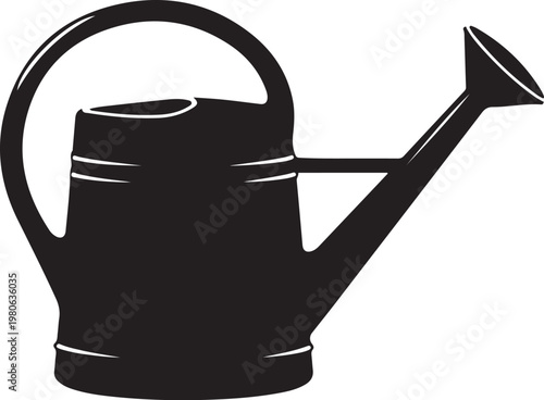 Black watering can with white highlights gardening