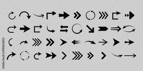 Black arrow icon set. Arrow. Cursor. Arrow vector icon. Modern simple arrows. Vector illustration.Mega set of vector arrows .