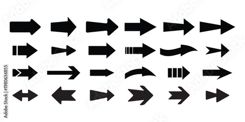 Black arrow icon set. Arrow. Cursor. Arrow vector icon. Modern simple arrows. Vector illustration.Mega set of vector arrows .