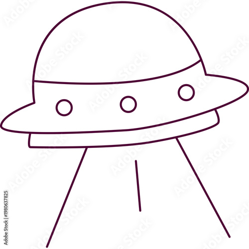 Minimalist Hand Drawn UFO Spacecraft Illustration