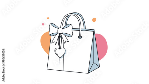 Decorated gift bag with a delicate bow and a small heart charm, symbolizing thoughtful presents, special occasions, and appreciation.