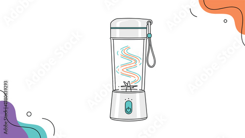 Modern portable blender with a clear mixing cup and a base, symbolizing healthy lifestyle, convenience, and on-the-go nutrition.