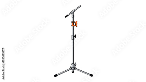 Professional microphone on a stand, symbolizing audio recording, performance, public speaking, and music production.