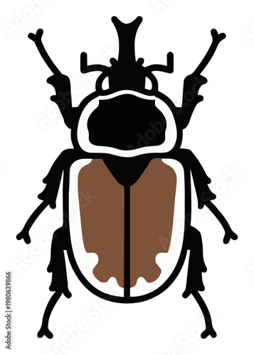 Minimalist continuous line art goliath beetle icon. Generative AI