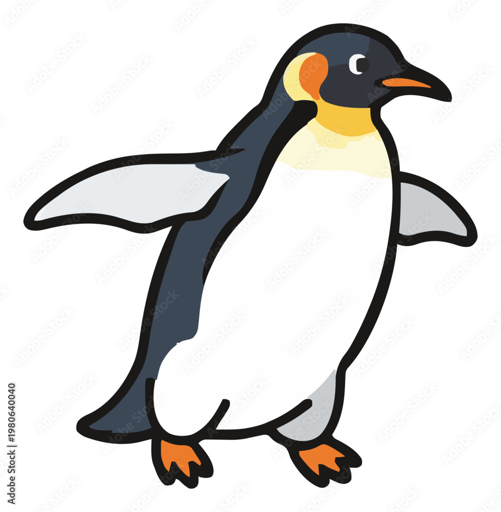 Obraz premium Minimalist continuous line art emperor penguin isome.... Generative AI