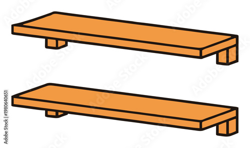 Minimalist wall shelves line art icon. Generative AI