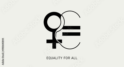 Gender equality symbol combining female icon and mathematical equal sign.