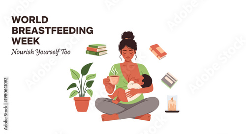 A woman breastfeeding her newborn baby while sitting in a comfortable lotus pose.