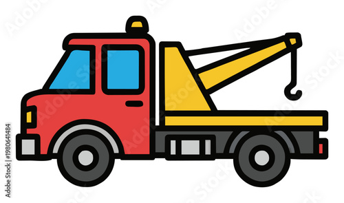 Minimalist line art tow truck icon. Generative AI
