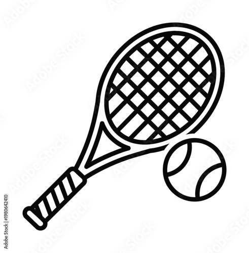 Vector of a tennis racket and ball on a clean background