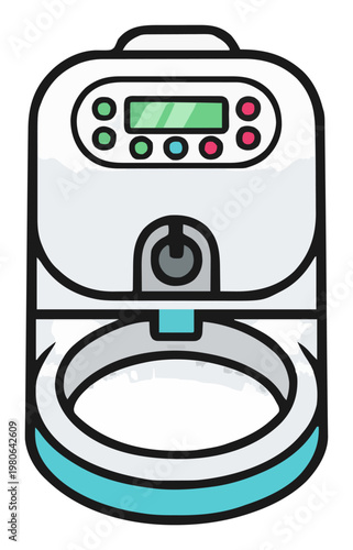 Minimalist continuous line art pet feeder icon. Generative AI