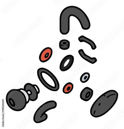 Minimalist exploded bone conduction headphones. Generative AI