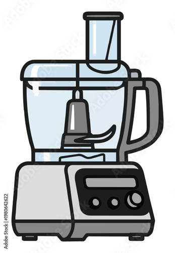 Minimalist food processor line art icon. Generative AI