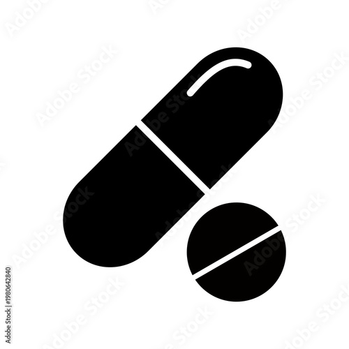 Medicine, pharmacy, capsule vector icon isolate on transparent background.