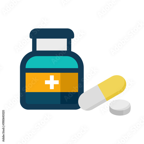 Medicine, pharmacy, capsule vector icon isolate on transparent background.