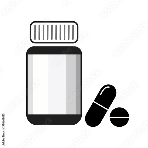 Medicine, pharmacy, capsule vector icon isolate on transparent background.