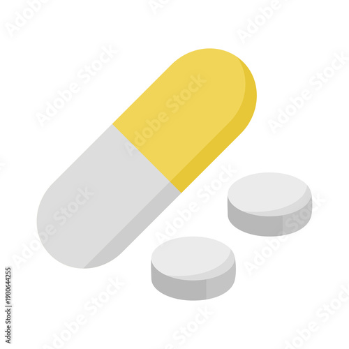Medicine, pharmacy, capsule vector icon isolate on transparent background.