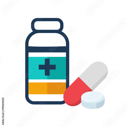 Medicine, pharmacy, capsule vector icon isolate on transparent background.