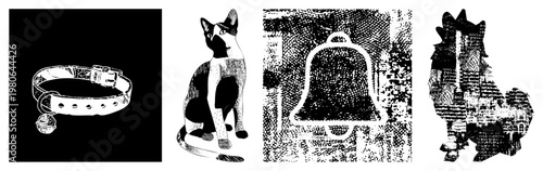 Pet accessory with buckle closure, leather strap, metal clasp, and hanging bell, ideal for companions, cat collar, pet leash attachment.