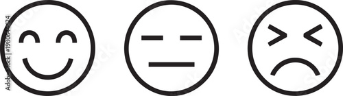 Emotion icons, smiley faces, emoticon symbols, vector set