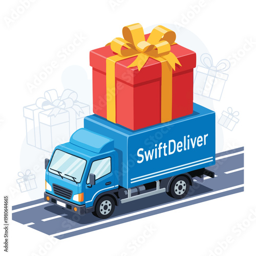 Fast and Reliable Delivery Service with Gift Container Icon