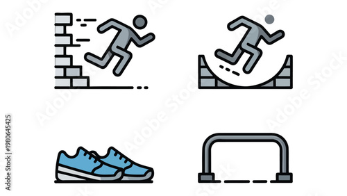 Dynamic Hurdles: Illustration of athlete overcoming obstacles with determination, showcasing athletic prowess and the spirit of competition.