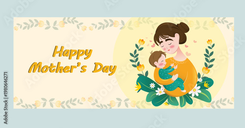 A loving mother cradles her baby for a happy mother s day