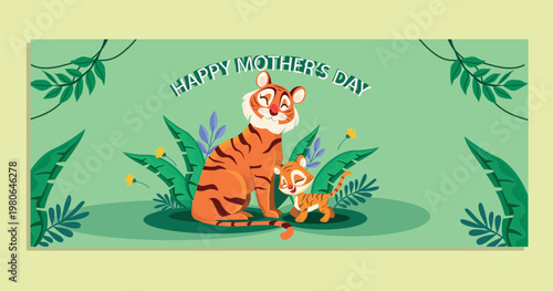 A mother tiger and cub celebrate a happy mother s day together